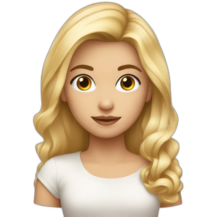 una chica rubia, pelo largo y ondulado, con ojos marrones y piel blanca emoji