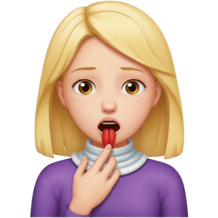 A girl choking herself emoji