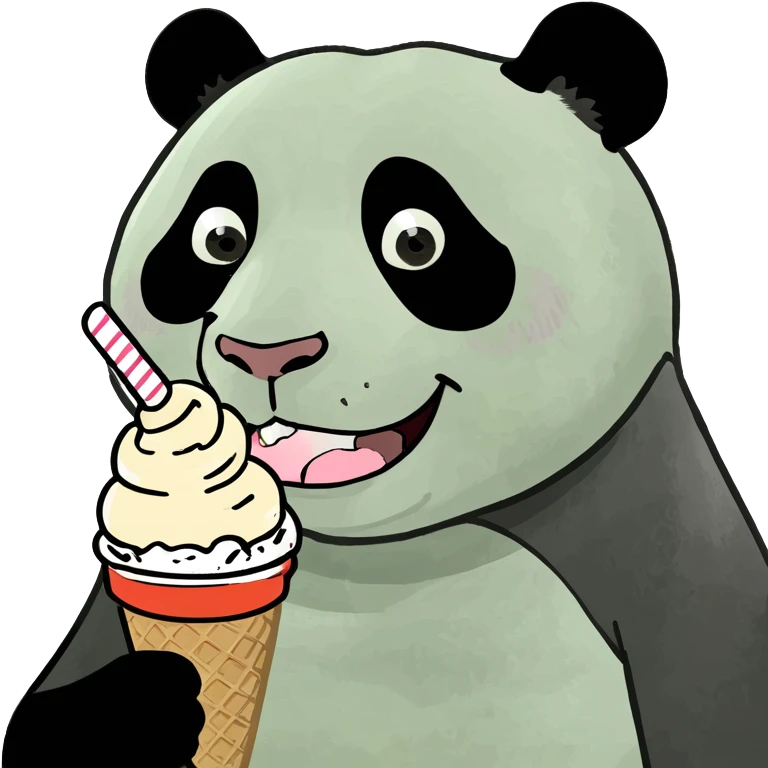 Panda eating ice cream emoji