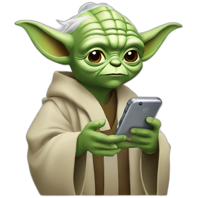Yoda with a smartphone emoji