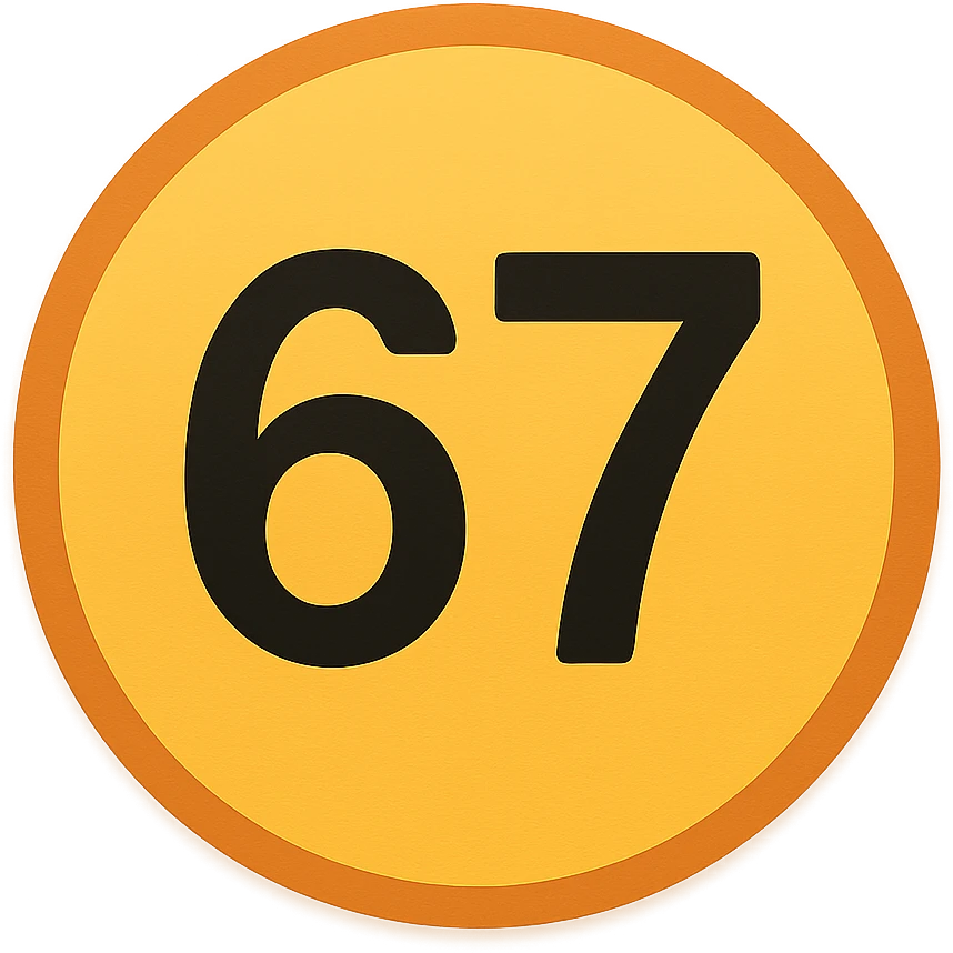 circle emoji that says "67" emoji