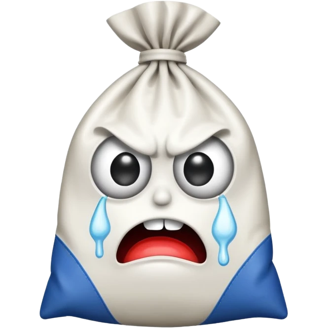 angry bag of cocaine with cartoon eyes emoji