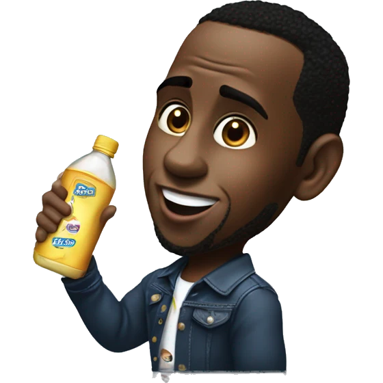 P diddy holding johnsons baby oil bottle emoji