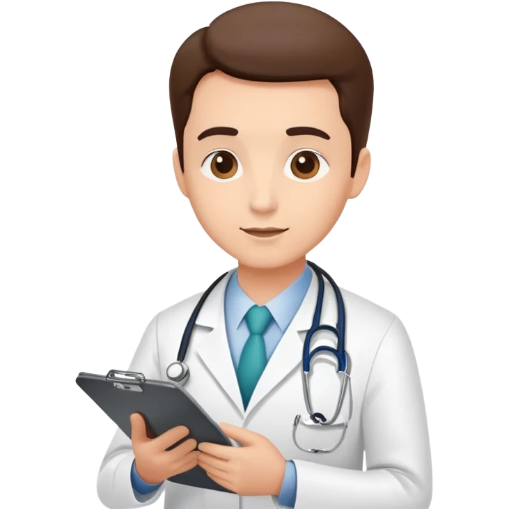 Doctor with clipboard conducting comprehensive medical check-up on patient, routine health examination in clinic emoji
