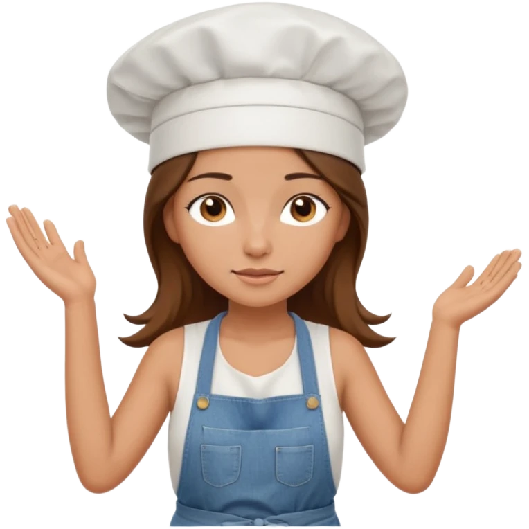 Sexy Full body  pretty
Long brown hair brown eyed female chef wearing white tank top, denim shorts and chef hat arms folded emoji