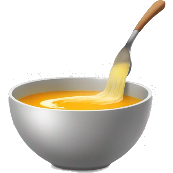 Ladle pouring soup into a clear bowl emoji