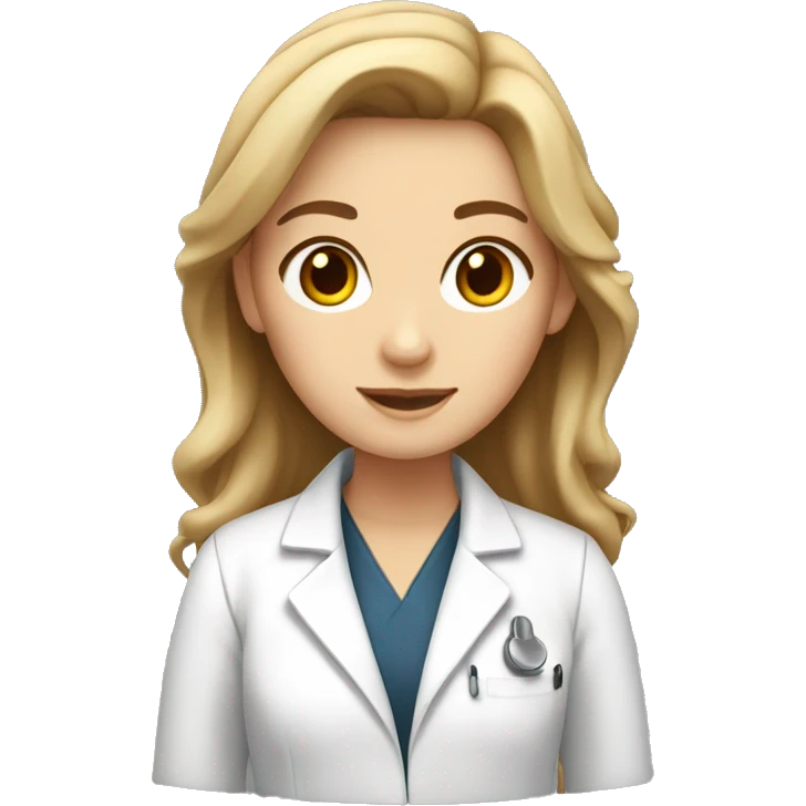 white girl with bronde hair wearing a lab coat emoji