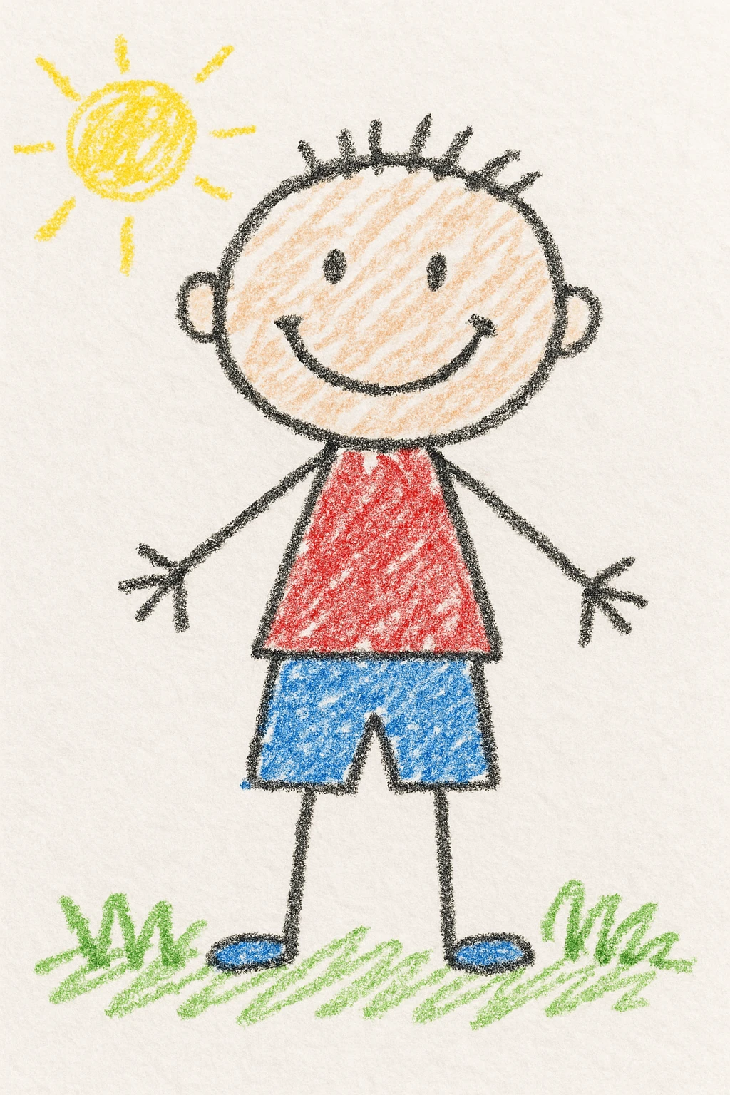 Full body of a boy, standing, smiling emoji