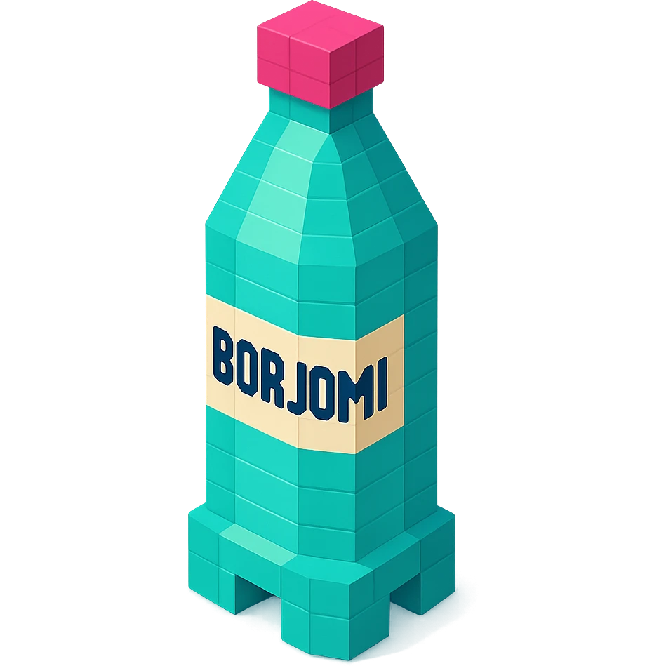 Borjomi bottle with a matte finish and a cap emoji