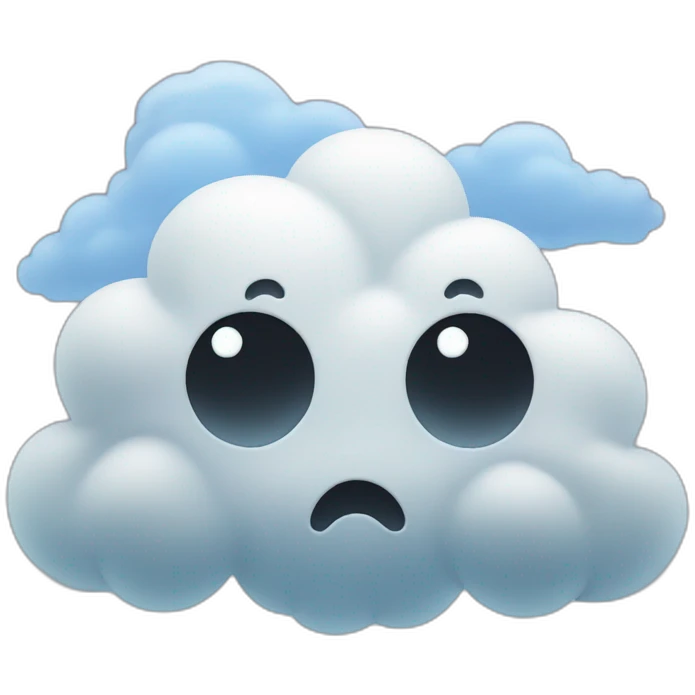 a scary cloud with a cute face emoji