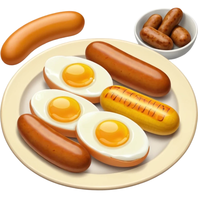 Two boiled eggs and two breakfast sausage restaurant style emoji