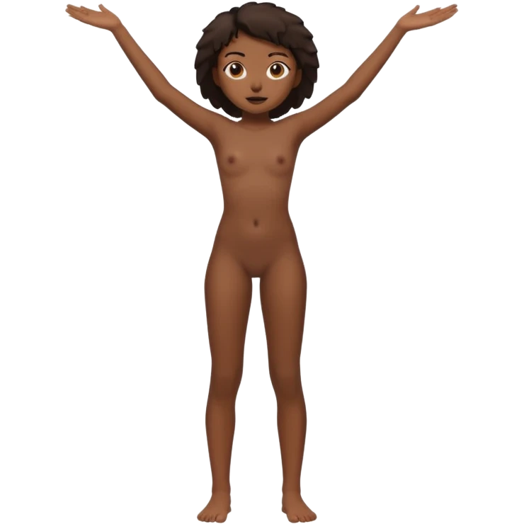 Full body nude adolescent black girl with actual black colored skin standing with legs spread wide open emoji