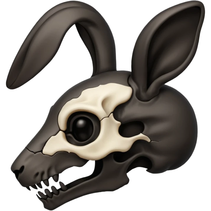 Tête de lapin squelette noire de profil avec des G à la place des yeux  emoji
