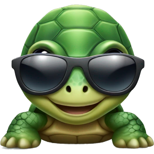 Baby Turtle smiling with sunglasses emoji