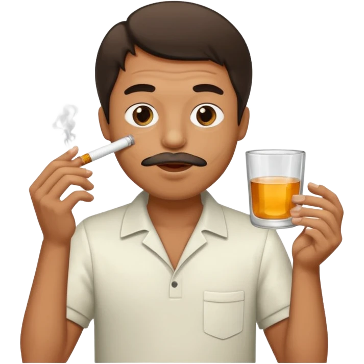 Man smoking from glass pong , the pong in his mouth (like this pong ⚗️) emoji