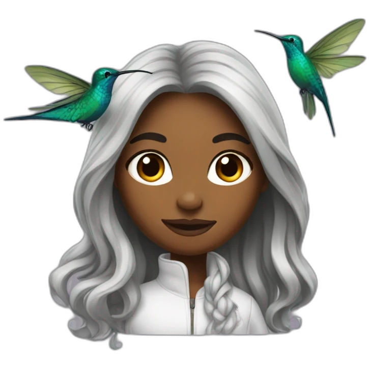 Black women with long hair and humming bird emoji