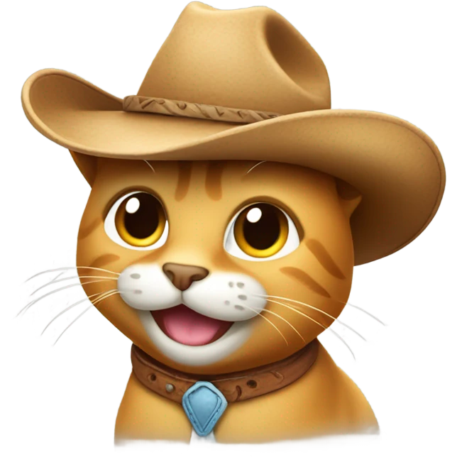 Happy cat wearing a cowboy hat emoji