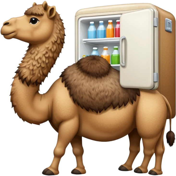 A camel with a fridge as it’s body emoji
