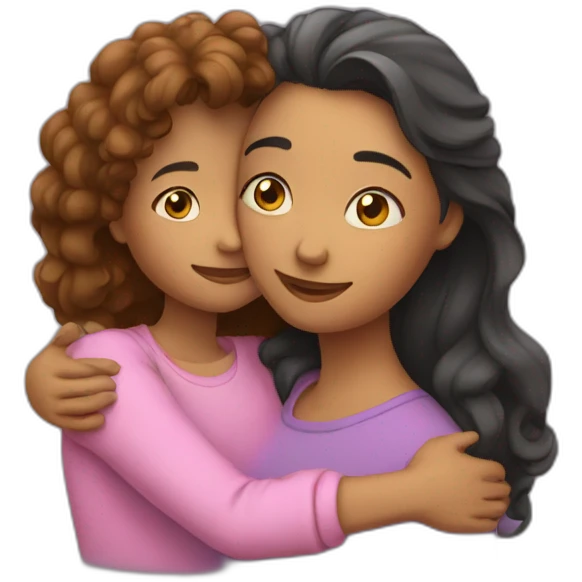 A mother and a daughter hugging  emoji