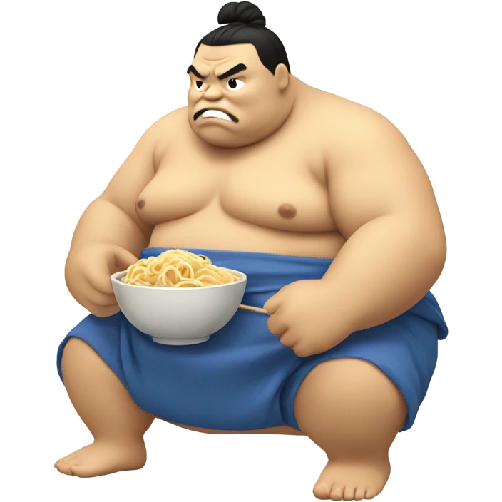 Sumo wrestler eating noodles emoji