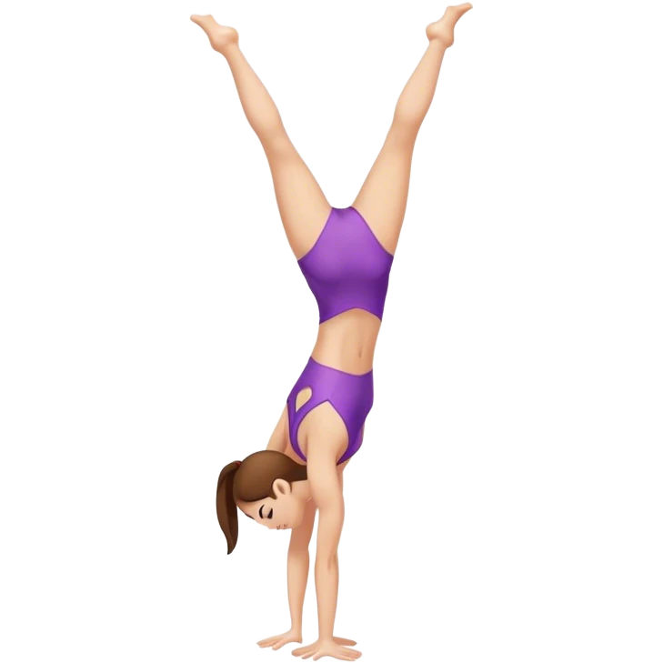White girl with brownhair, gymnast doing handstand / cart wheel emoji
