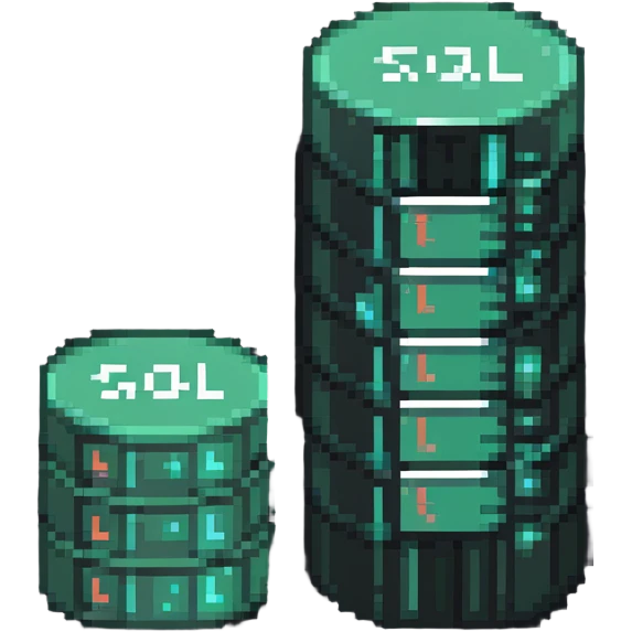 Classic database cylinder stacks with SQL logo in pixel style emoji