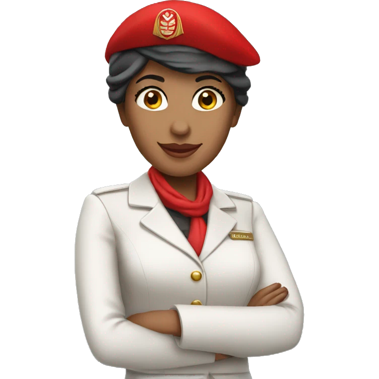Emirates Airlines stewardess with red beret and white scarf emoji