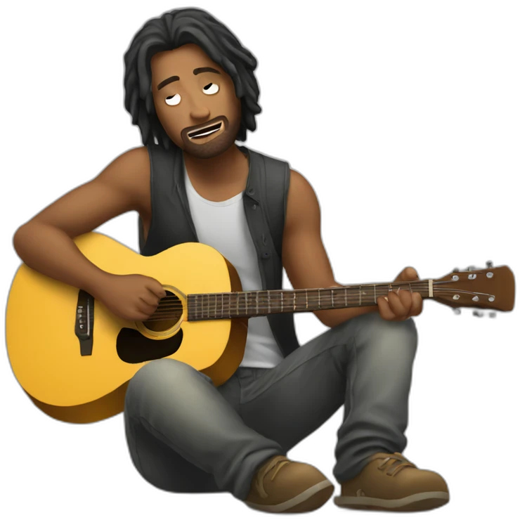 homless guy plaing guitar emoji