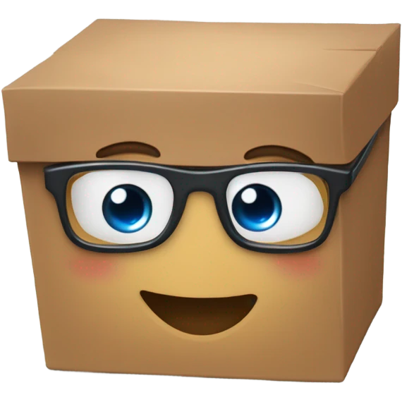 caja inteligente con lentes arriba de un corazon gigante emoji