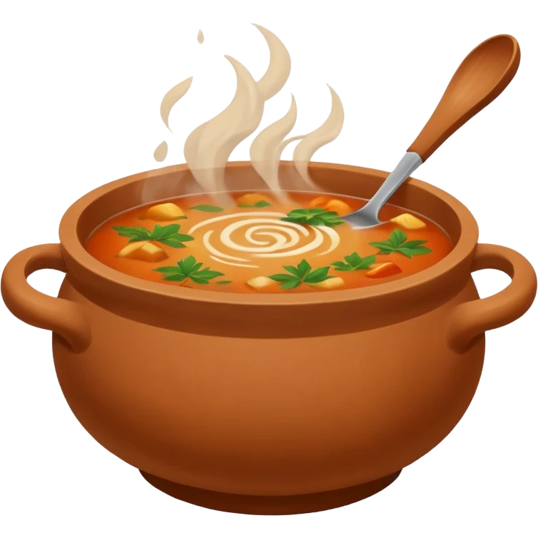 soup in clay, no spoon emoji