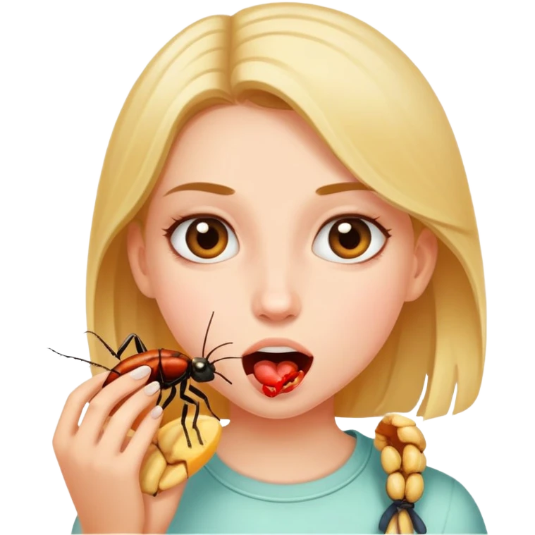 girl eating bug emoji