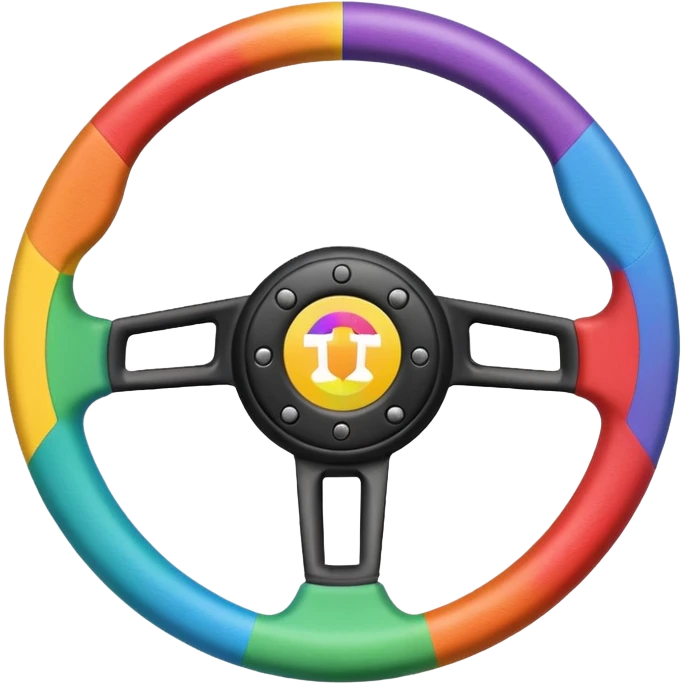 steering wheel with trans pride colors emoji