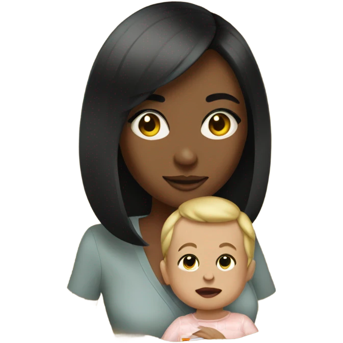 woman with long lashes and a side part bob holding a cigarette and a baby boy  emoji