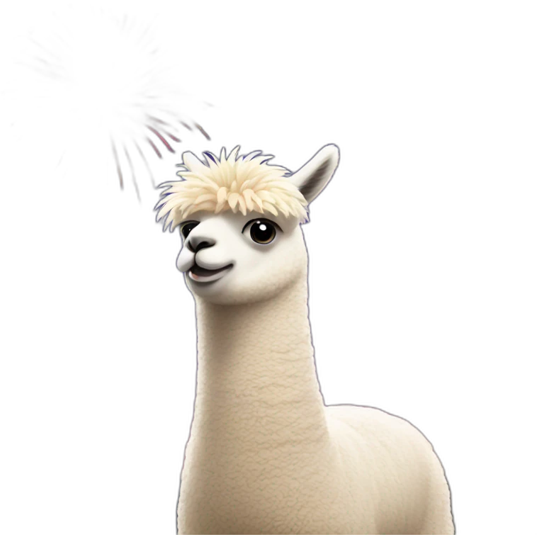 alpaca with fireworks exploding behind emoji