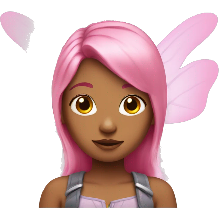 Girl with pink hair and fairy wings emoji