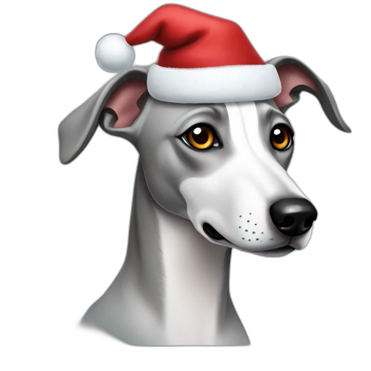 Grey Whippet santa emoji