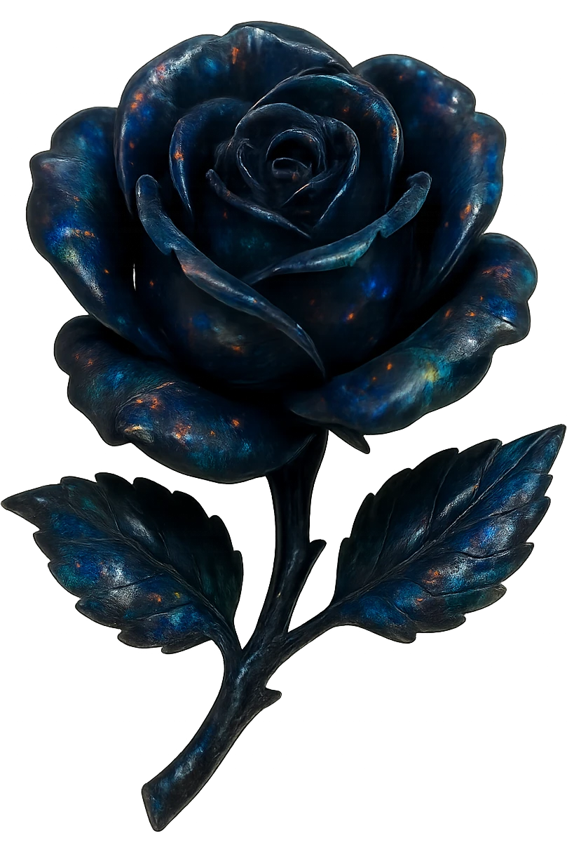black Opal crystal rose flower, remove background emoji