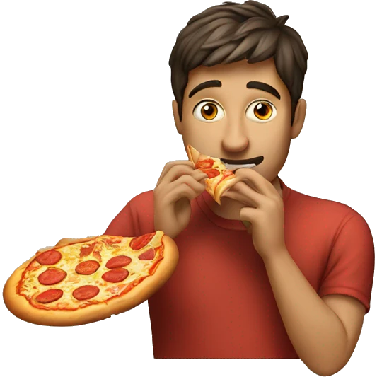 Andrew eating pizza emoji
