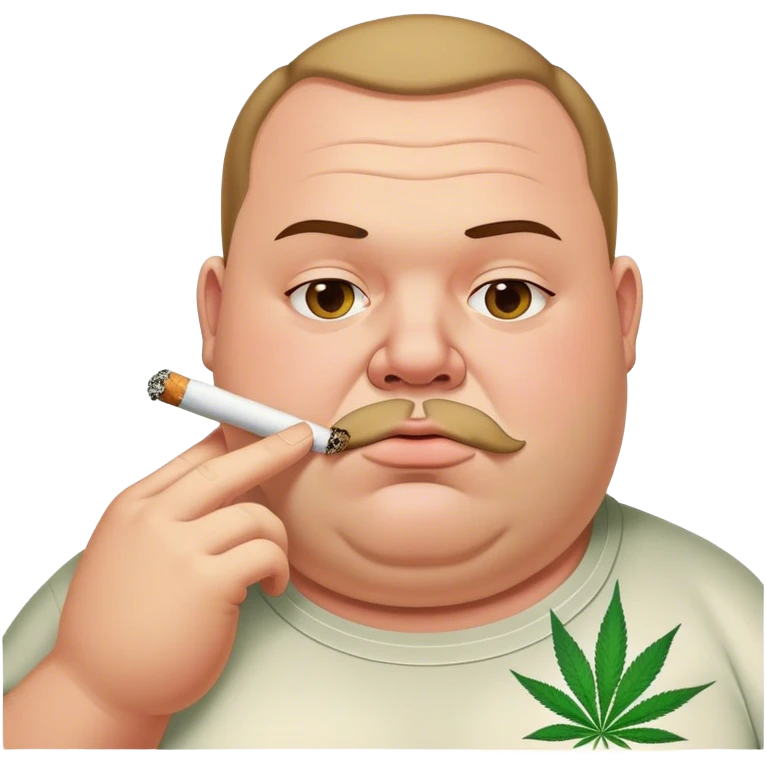 Fat Bostonian man smoking weed emoji
