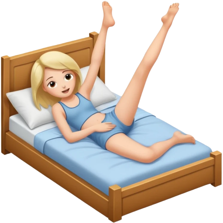 girl is lying down in bed and spreading her legs upward emoji