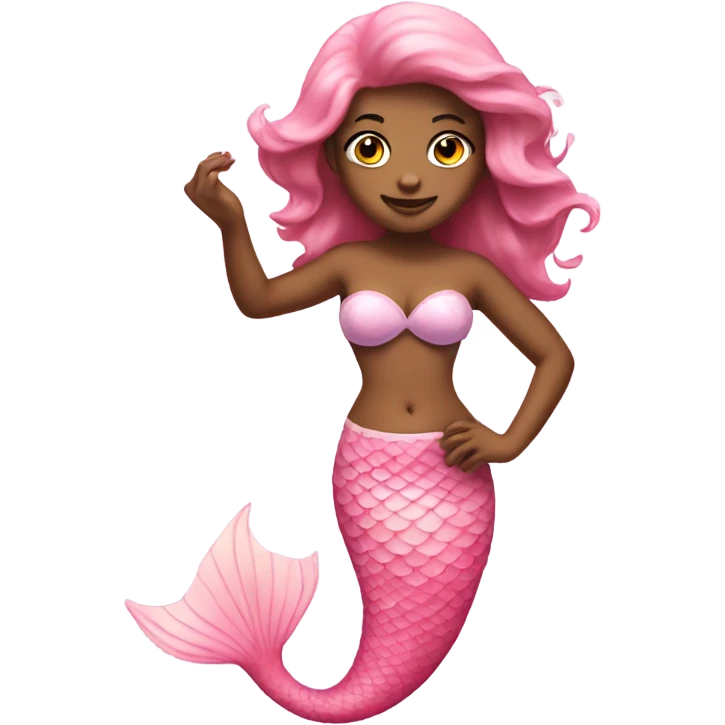 mermaid with pastel pink tail and bra emoji