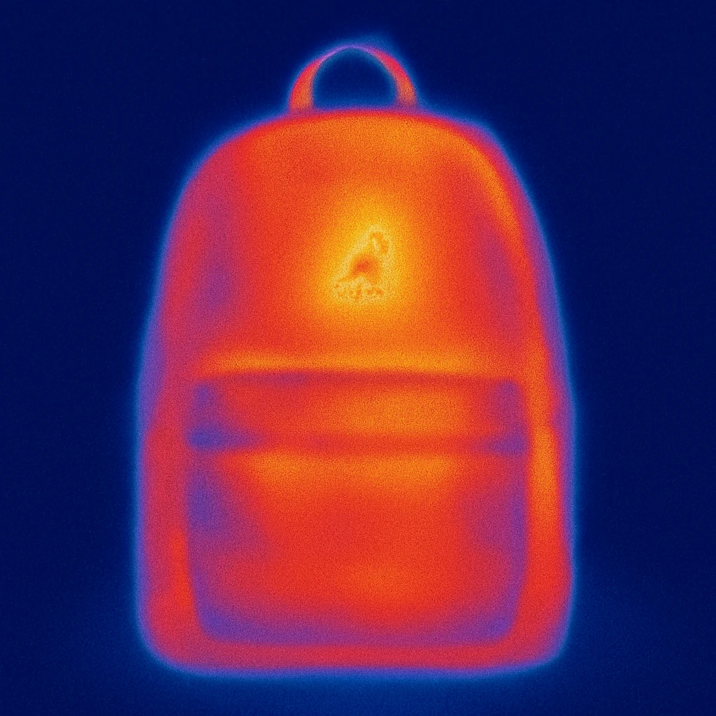 A Kangol backpack with small logo emoji
