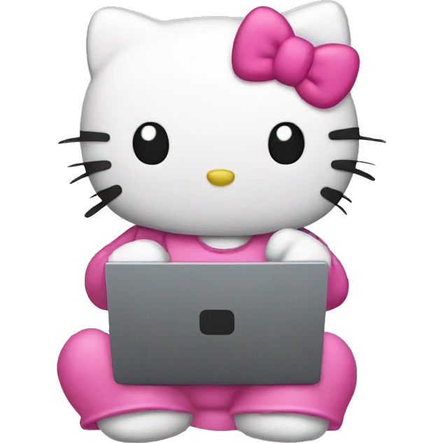 Hello kitty with a laptop emoji