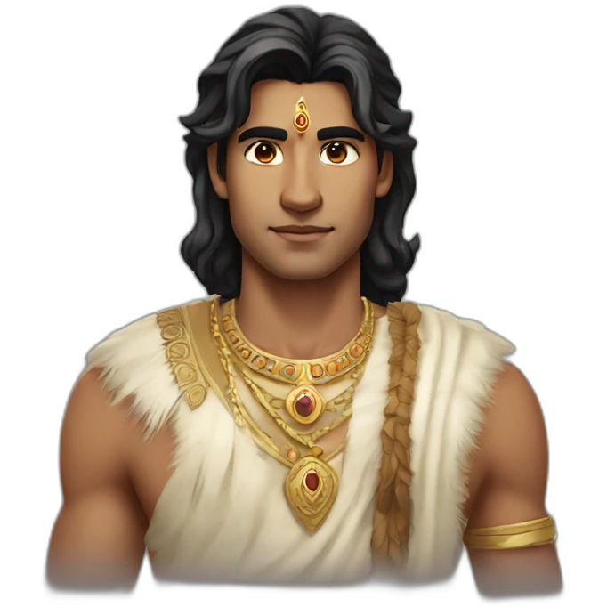 20 years old handsome white skin indian king with black eyes and hair emoji