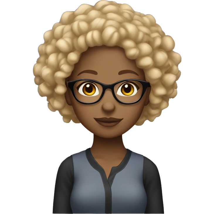 Light skinned Black girl with blonde curly hair and glasses emoji