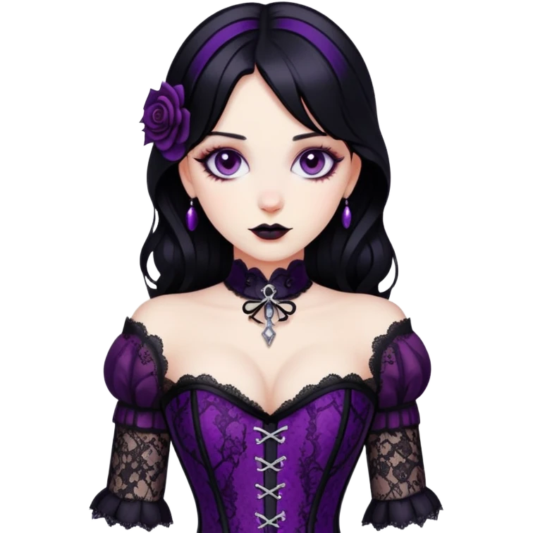 gothic black and red and purple and white lace corset black-haired lady  emoji