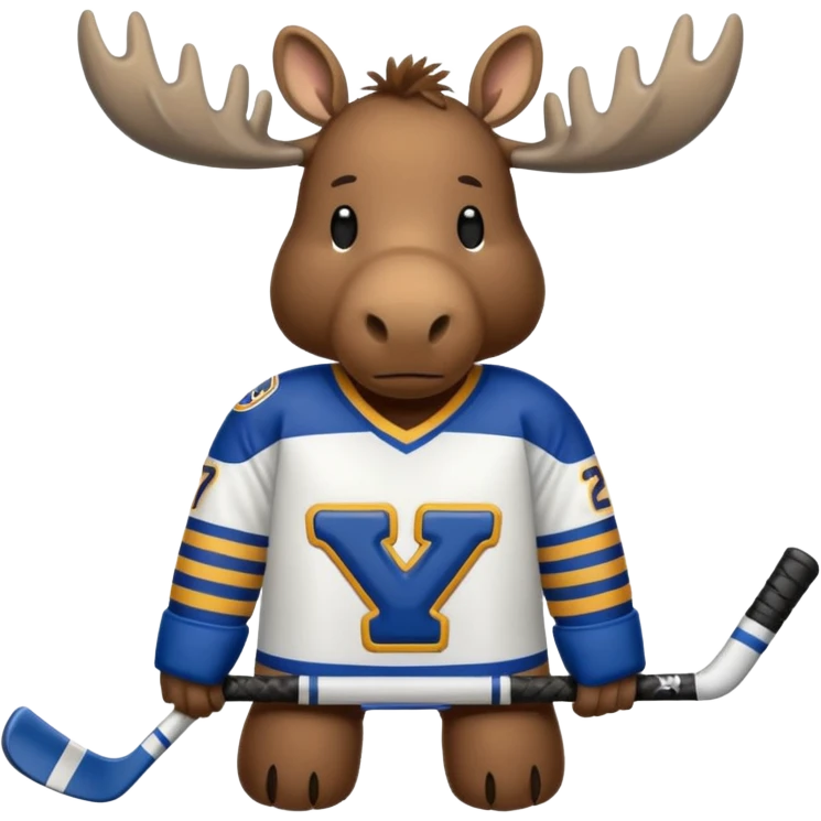 A moose with a hockey jersey with the letters YWS on it  emoji