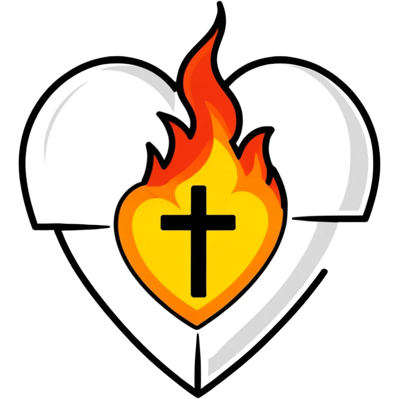 Fire with heart inside and cross inside heart emoji