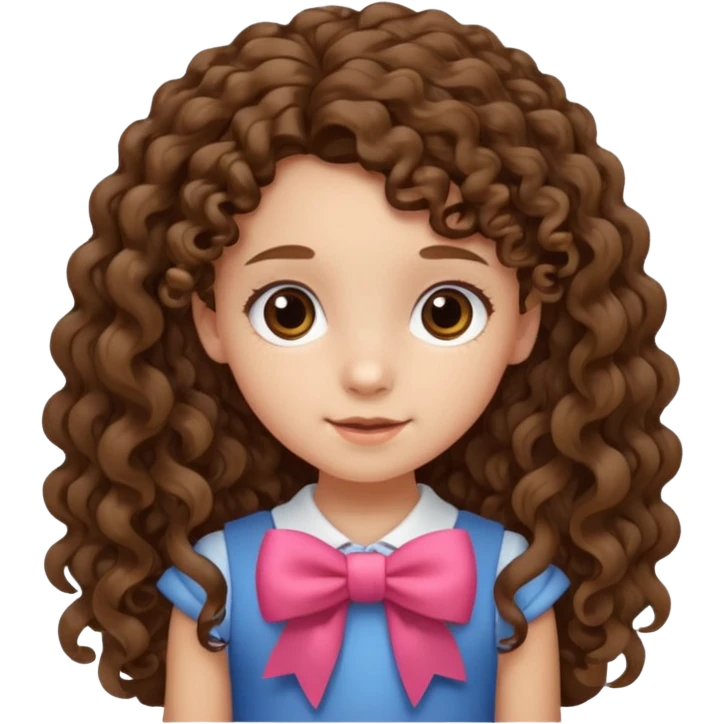 brown ten year old girl  with curly long hair with a bow  emoji