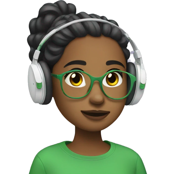 girl listening to her green airpod max headphones  emoji